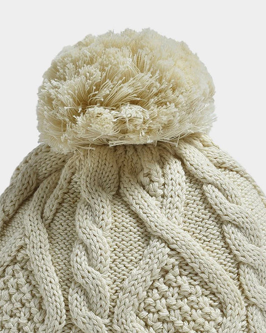 Mi Arcus Off White Winter Wear Cap-Solid-Cotton-For Infants