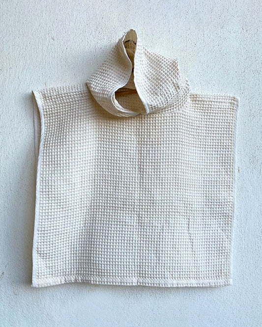 Whitewater Kids Essential Bag Baby Bath Poncho Set-Organic Handwoven Waffle-Ivory