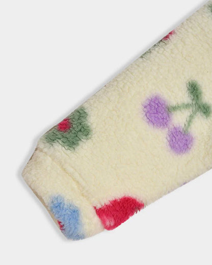 Mi Arcus Cream Winter Wear Sherpa Sweatshirt-Floral-Polyester-For Infants