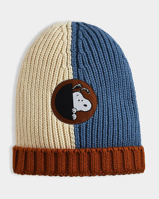 Mi Arcus Cream & Blue Winter Wear Cap-Solid-Cotton-For Infants