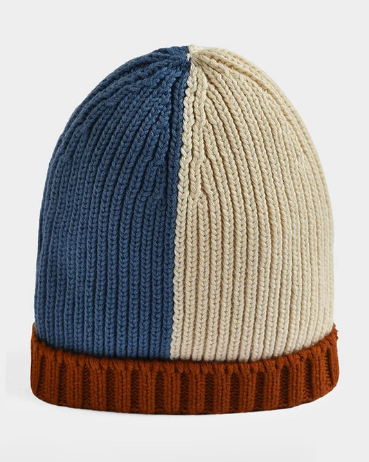 Mi Arcus Cream & Blue Winter Wear Cap-Solid-Cotton-For Infants