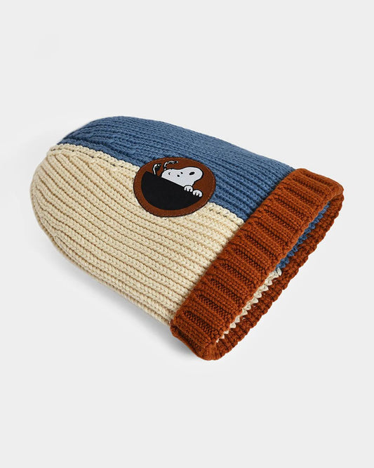 Mi Arcus Cream & Blue Winter Wear Cap-Solid-Cotton-For Infants