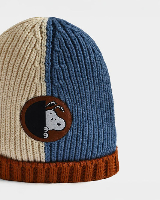 Mi Arcus Cream & Blue Winter Wear Cap-Solid-Cotton-For Infants