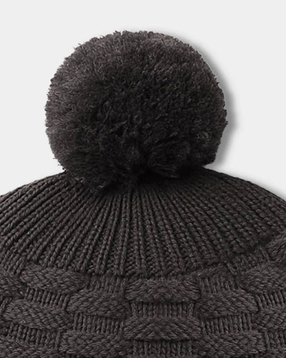 Mi Arcus Dark Grey Winter Wear Cap-Solid-Cotton-For Infants