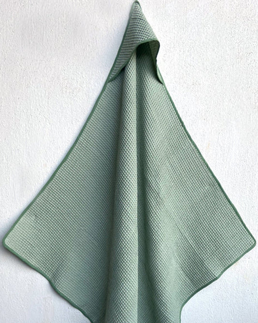 Whitewater Kids Hooded Bath Towel-Organic Handwoven Waffle-Mint