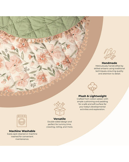 Crane Baby Pink Floral Playmat-Improves Tactile Stimulation-0M+