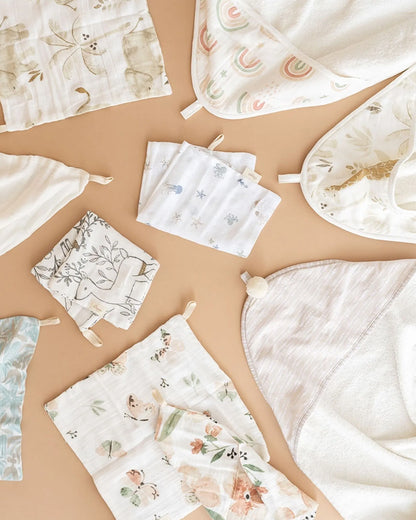 Crane Baby 100% Cotton Muslin Wash Cloth-Soft & Absorbent-Kendi-Pack of 5-For Infants
