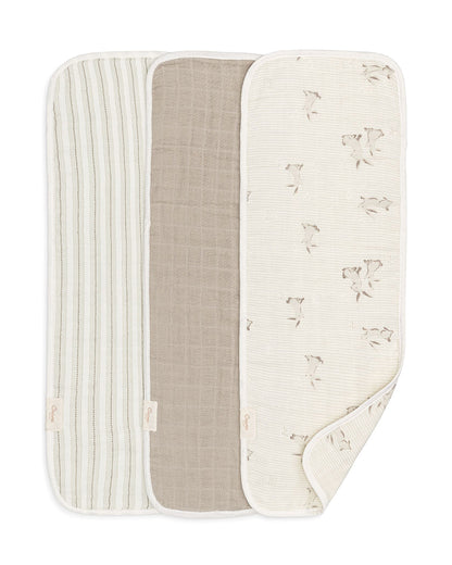 Crane Baby Burp Cloth Set-With Soft Muslin Front & Terry Back-Super Absorbent-Lightweight & Hypoallergenic-Avery Bunny-Pack of 3-For Infants
