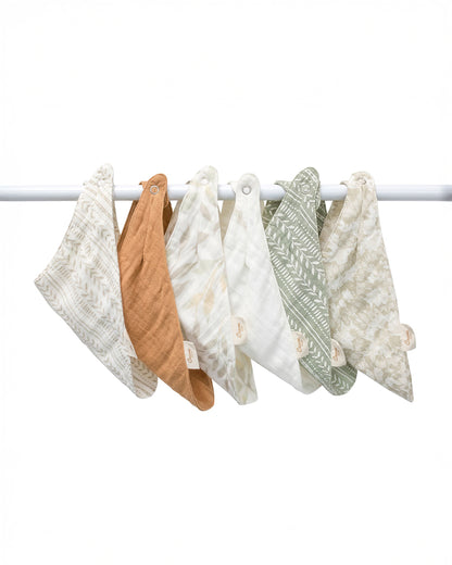 Crane Baby Muslin Bandana Bibs-With 4 Layer Cotton Muslin-High Absorbency-Adjustable Snap Button Closure-Hypoallergenic-Willow-Pack of 3-For Infants