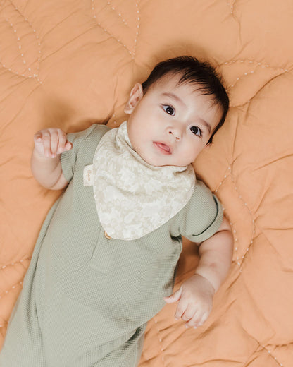 Crane Baby Muslin Bandana Bibs-With 4 Layer Cotton Muslin-High Absorbency-Adjustable Snap Button Closure-Hypoallergenic-Willow-Pack of 3-For Infants