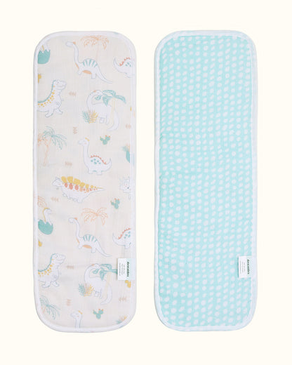Abracadabra 100% Cotton Muslin Burp Cloth-High Absorbent & Lightweight-Dino-Pack of 2-For Infants