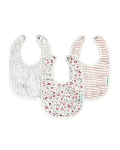 Abracadabra Muslin Bibs-Vintage Floral-Foldable-With Snap Button-Pack of 3-For Infants