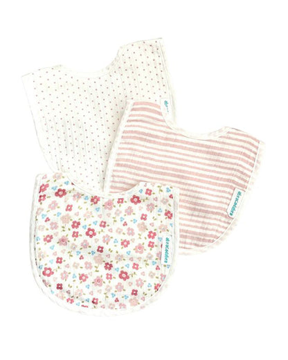 Abracadabra Muslin Bibs-Vintage Floral-Foldable-With Snap Button-Pack of 3-For Infants