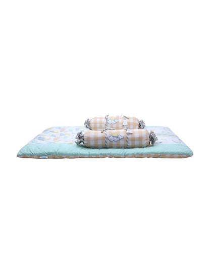 Abracadabra Baby Gadda Set-With 2 Bolsters & Mattress-Blue-Lost in Clouds-For Infants