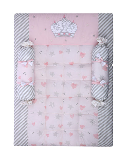 Abracadabra Baby Gadda Set-With 2 Bolsters & Mattress-Pink-Ballerina-For Infants