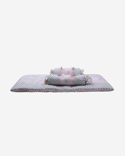 Abracadabra Baby Gadda Set-With 2 Bolsters & Mattress-Pink-Ballerina-For Infants