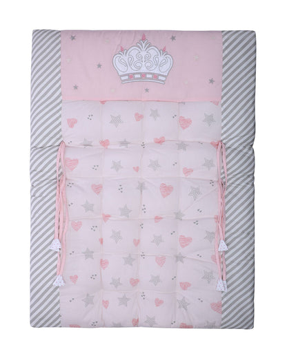 Abracadabra Baby Gadda Set-With 2 Bolsters & Mattress-Pink-Ballerina-For Infants