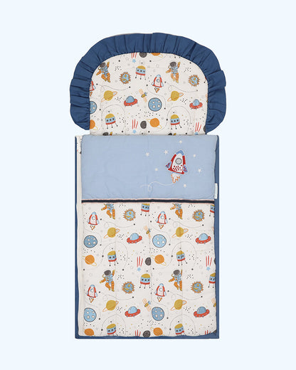 Abracadabra Quilted Baby Carrier Nest Cum Sleeping Bag-Rocketman-Peach-For Infants
