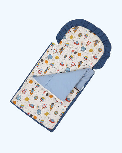 Abracadabra Quilted Baby Carrier Nest Cum Sleeping Bag-Rocketman-Peach-For Infants