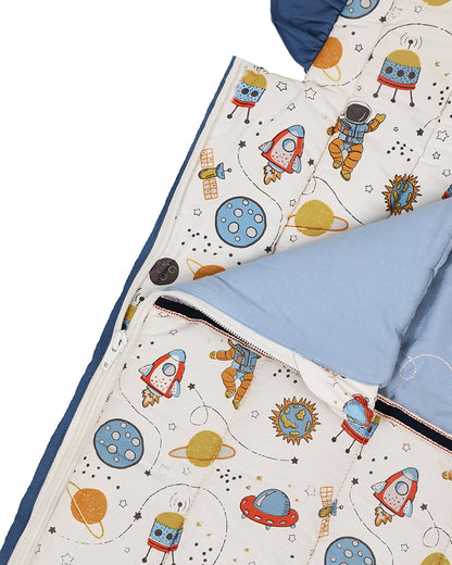 Abracadabra Quilted Baby Carrier Nest Cum Sleeping Bag-Rocketman-Peach-For Infants