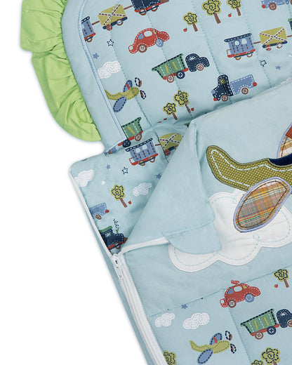 Abracadabra Quilted Baby Carrier Nest Cum Sleeping Bag-Transport-Light Blue-For Infants