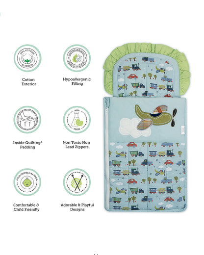 Abracadabra Quilted Baby Carrier Nest Cum Sleeping Bag-Transport-Light Blue-For Infants