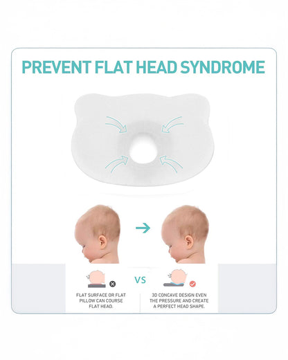 Abracadabra Baby Memory Foam Pillow-Prevents Flat Head Syndrome-Eases Neck Tension of Baby-Sleepy Friends-For Infants