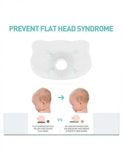 Abracadabra Baby Memory Foam Pillow-Prevents Flat Head Syndrome-Eases Neck Tension of Baby-Sleepy Friends-For Infants