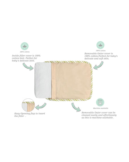Abracadabra Rai Pillow-Bunny Garden-Baby Mustard Pillow-Beige-For Infants
