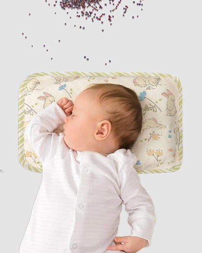 Abracadabra Rai Pillow-Bunny Garden-Baby Mustard Pillow-Beige-For Infants
