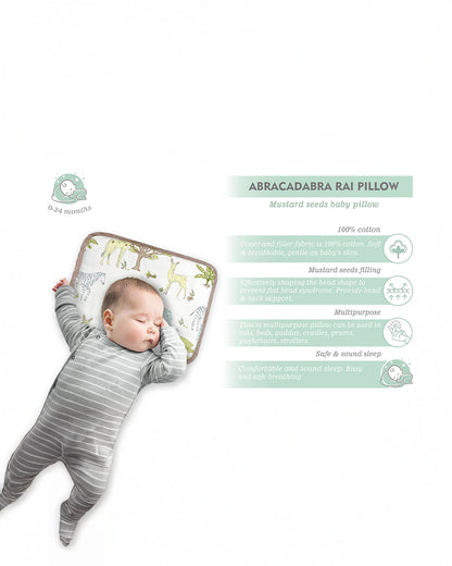 Abracadabra Rai Pillow-Savanna-Baby Mustard Pillow-Off White-For Infants