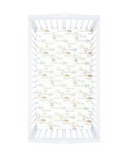Abracadabra Flat Bedsheet-Sleepy Friends-100% Natural Premium Cotton-Off White-Pack of 2-For Infants
