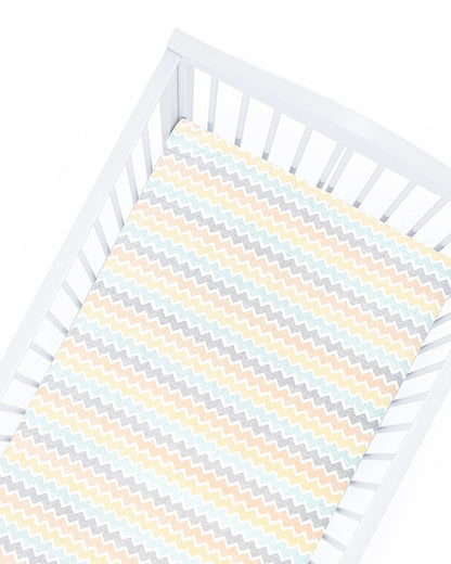 Abracadabra Flat Bedsheet-Sleepy Friends-100% Natural Premium Cotton-Off White-Pack of 2-For Infants