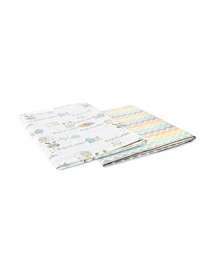 Abracadabra Flat Bedsheet-Sleepy Friends-100% Natural Premium Cotton-Off White-Pack of 2-For Infants