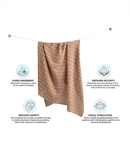 Crane Baby Kendi Swaddles-100% Cotton Muslin-Kendi Copper Dash-Pack of 1-Infant Wraps