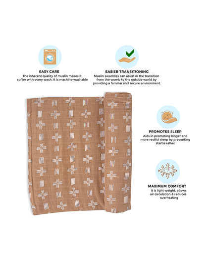 Crane Baby Kendi Swaddles-100% Cotton Muslin-Kendi Copper Dash-Pack of 1-Infant Wraps