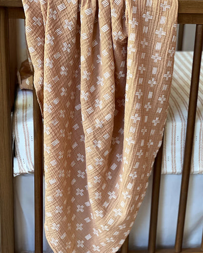 Crane Baby Kendi Swaddles-100% Cotton Muslin-Kendi Copper Dash-Pack of 1-Infant Wraps