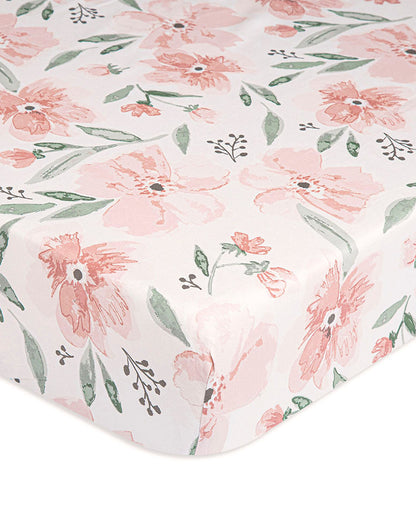 Crane Baby Parker Floral Fitted Cot Bedsheet-100% Muslin Cotton-For Infants