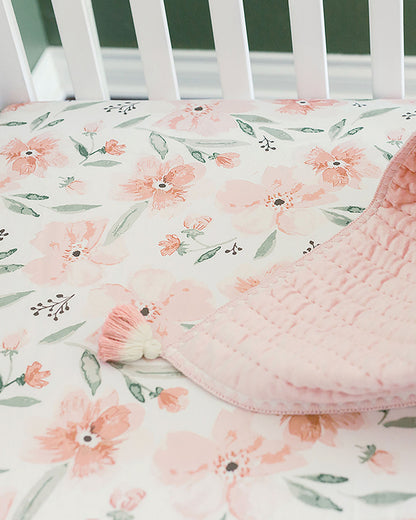 Crane Baby Parker Floral Fitted Cot Bedsheet-100% Muslin Cotton-For Infants