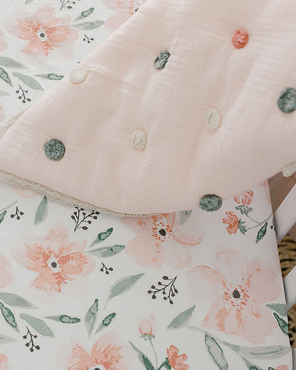 Crane Baby Parker Floral Fitted Cot Bedsheet-100% Muslin Cotton-For Infants