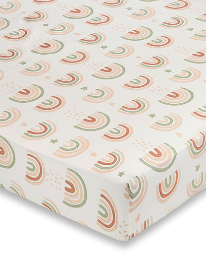 Crane Baby Rainbow Fitted Cot Bedsheet-100% Muslin Cotton-For Infants