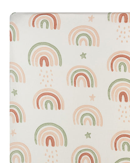 Crane Baby Rainbow Fitted Cot Bedsheet-100% Muslin Cotton-For Infants