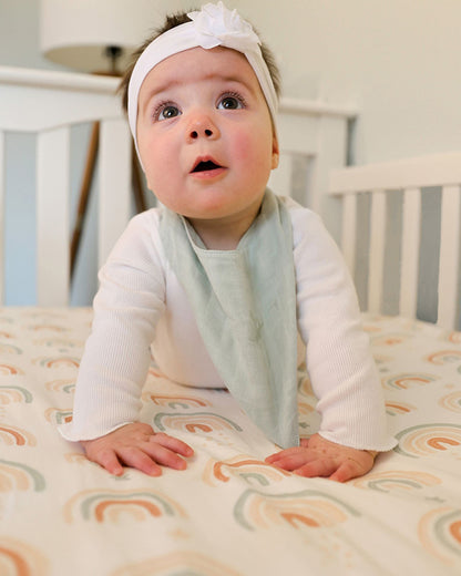 Crane Baby Rainbow Fitted Cot Bedsheet-100% Muslin Cotton-For Infants