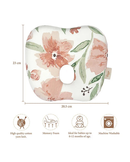 Crane Baby Memory Foam Pillow-Prevents Flat Head Syndrome-Eases Neck Tension of Baby-Parker Floral-For Infants