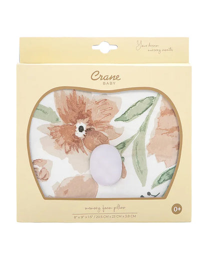 Crane Baby Memory Foam Pillow-Prevents Flat Head Syndrome-Eases Neck Tension of Baby-Parker Floral-For Infants