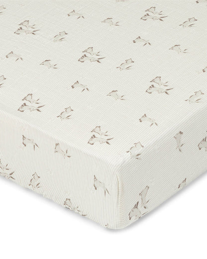 Crane Baby Bunny Fitted Cot Bedsheet-100% Muslin Cotton-For Infants
