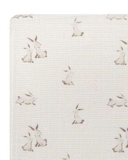Crane Baby Bunny Fitted Cot Bedsheet-100% Muslin Cotton-For Infants