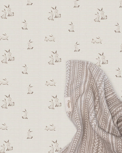 Crane Baby Bunny Fitted Cot Bedsheet-100% Muslin Cotton-For Infants