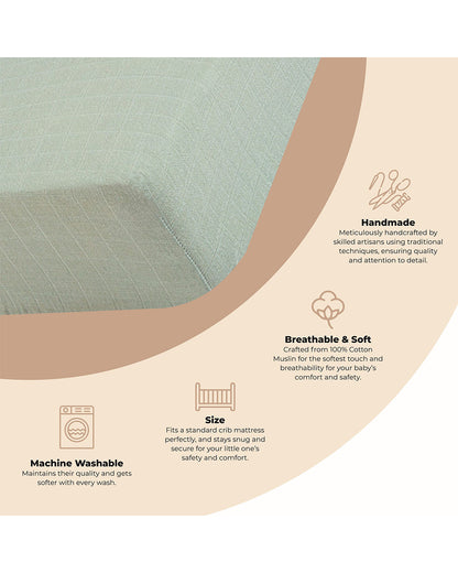 Crane Baby Evergreen Fitted Cot Bedsheet-100% Muslin Cotton-For Infants