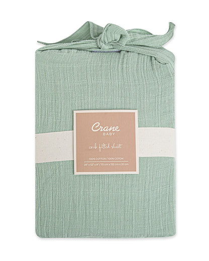 Crane Baby Evergreen Fitted Cot Bedsheet-100% Muslin Cotton-For Infants